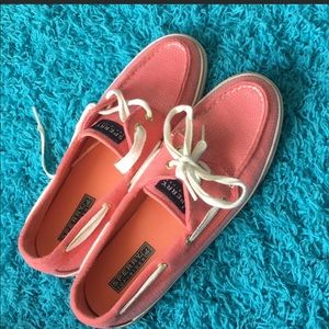 Coral Jersey Sperrys